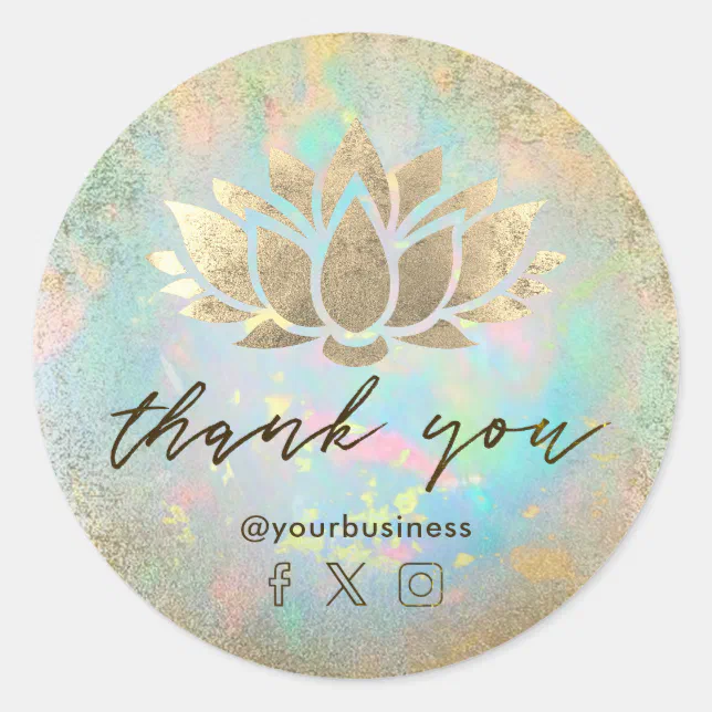 faux gold foil lotus thank you classic round sticker | Zazzle
