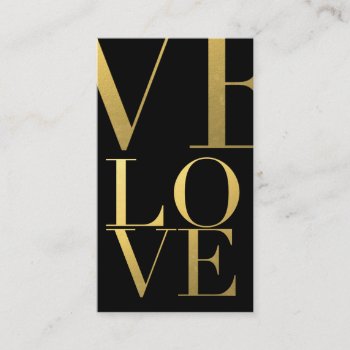 Faux Gold Foil Love Black Business Card by ParadiseCity at Zazzle