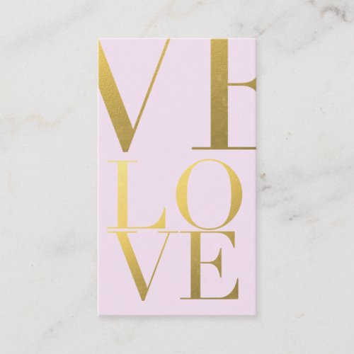 Faux Gold Foil Love Pink Business Card Template