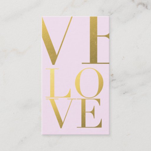 Customizable Faux Gold Foil Love Pink Business Card Template