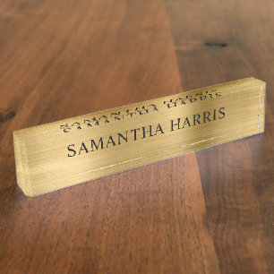 Faux Gold Foil Luxury Desk Name Plate