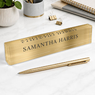 Faux Gold Foil Luxury Desk Name Plate