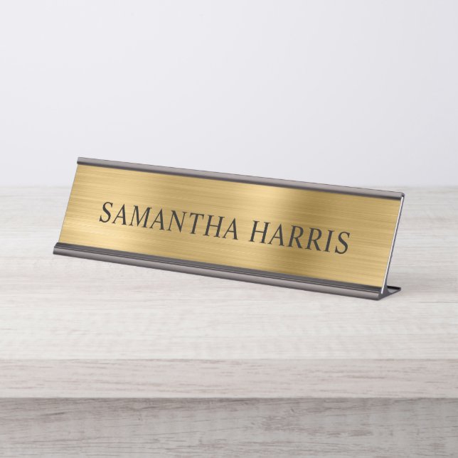 Faux Gold Foil Luxury Desk Name Plate (Front)