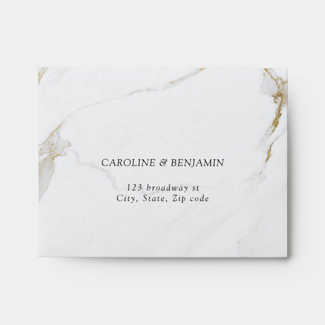 Faux gold foil marble luxury modern wedding RSVP Envelope (Front)