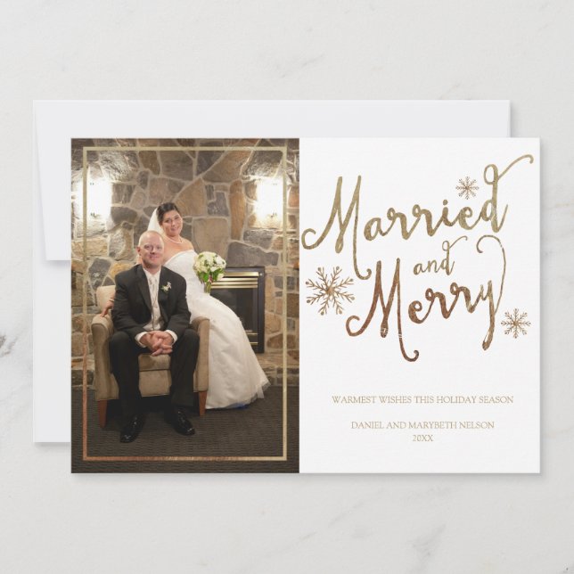 Faux Gold Foil MARRIED AND MERRY | 2015 Holiday (Front)