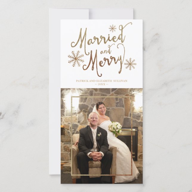 Faux Gold Foil MARRIED AND MERRY | 2015 Holiday (Front)