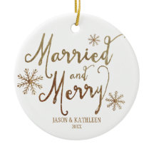 Faux Gold Foil MARRIED AND MERRY | 2015 Holiday