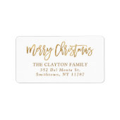 Faux Gold Foil Merry Christmas Return Address Label (Front)