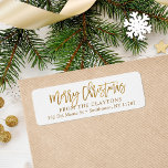 Faux Gold Foil Merry Christmas Return Address Label<br><div class="desc">Custom printed return address labels to coordinate with our Merriest holiday collection. This elegant design features hand-lettered script Merry Christmas typography in faux gold foil. Personalize it with your name and return address or other custom text. Use the design tools to choose any background color, change the text fonts and...</div>
