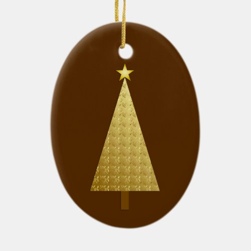 Faux Gold foil modern Christmas tree Ceramic Ornament