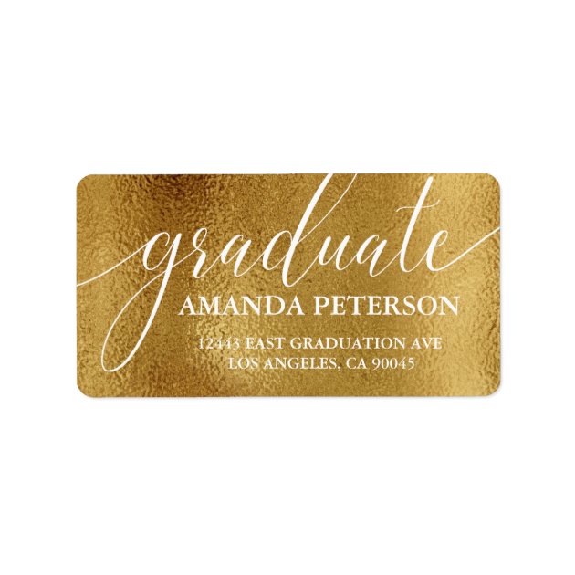 Faux Gold Foil Modern Elegant Typography Graduate Label