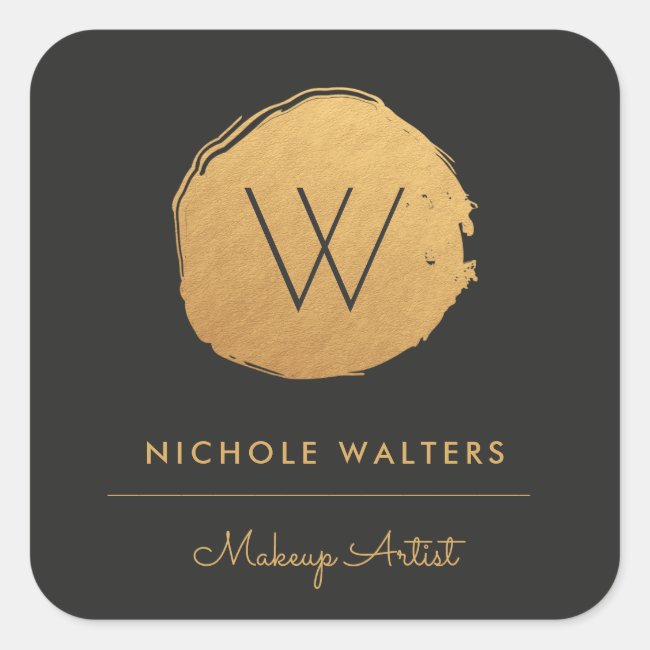 Faux Gold Foil Monogram Business Sticker Labels