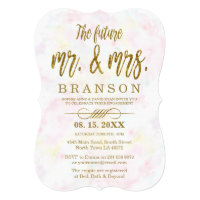 Faux Gold Foil Mr. and Mrs. Typography Engagement Card
