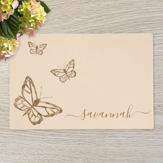 Faux Gold Foil Nature Butterfly Insect Yellow Placemat