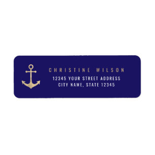 faux gold foil nautical anchor label