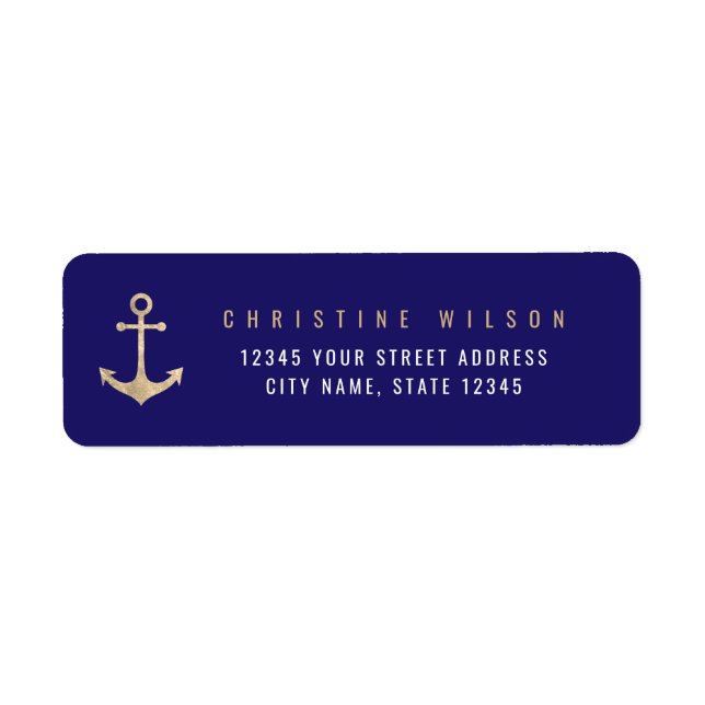 faux gold foil nautical anchor label (Front)