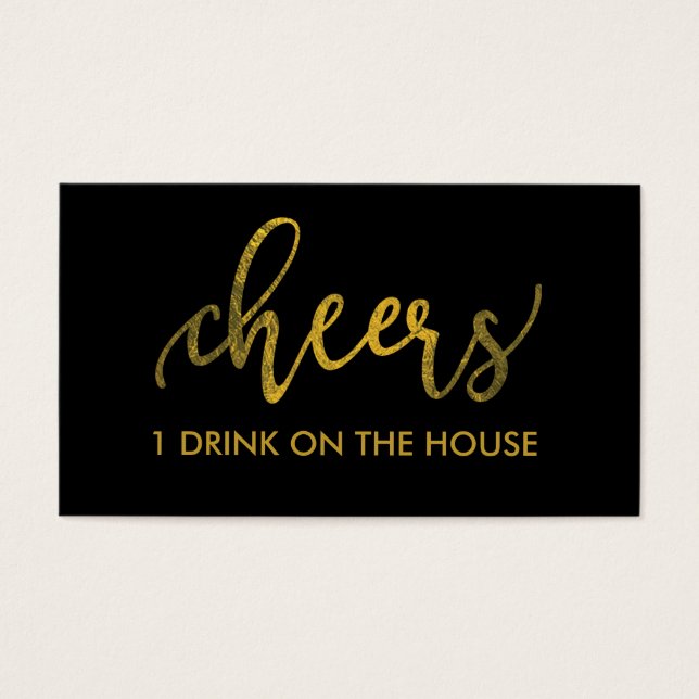 Faux Gold Foil New Year - Cheers Drink Ticket/Pass (Front)