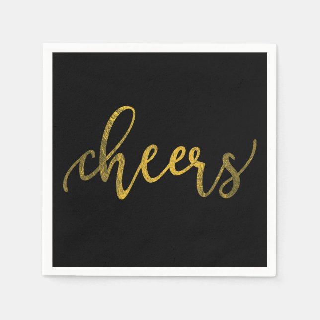 Faux Gold Foil New Year Party - Cheers Paper Napkins (Front)
