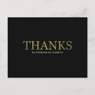 Faux Gold Foil on Black - Flat Thank You Card