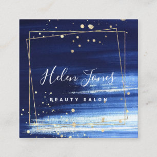 FAUX gold foil on classic blue watercolor Square Business Card