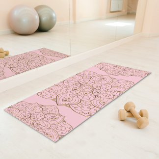 Faux Gold Foil On Light Pink Decorative Mandala Yoga Mat