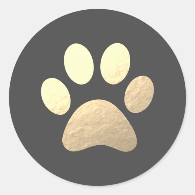 Faux Gold Foil Paw Print Classic Round Sticker (Front)