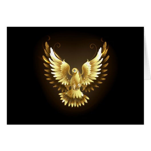 Faux Gold Foil Peace Dove on Black (Front Horizontal)