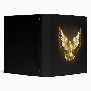 Faux Gold Foil Peace Dove on Black 3 Ring Binder