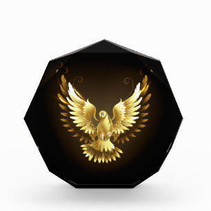 Faux Gold Foil Peace Dove on Black Acrylic Award