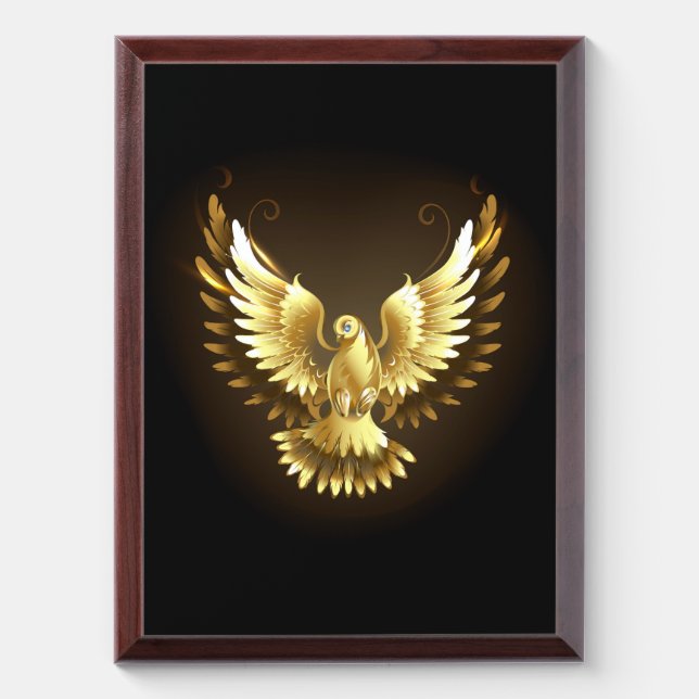 Faux Gold Foil Peace Dove on Black Award Plaque (Vertical)