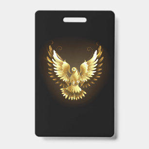 Faux Gold Foil Peace Dove on Black Badge