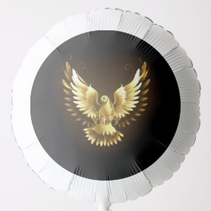 Faux Gold Foil Peace Dove on Black Balloon