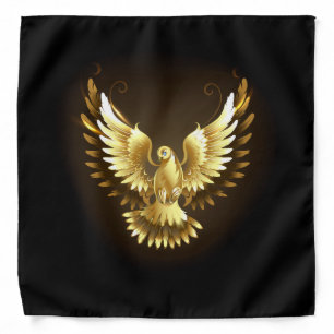 Faux Gold Foil Peace Dove on Black Bandana