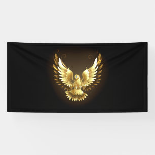 Faux Gold Foil Peace Dove on Black Banner