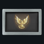 Faux Gold Foil Peace Dove on Black Belt Buckle<br><div class="desc">Gold flying dove on a black background.</div>