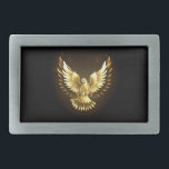 Faux Gold Foil Peace Dove on Black Belt Buckle<br><div class="desc">Gold flying dove on a black background.</div>