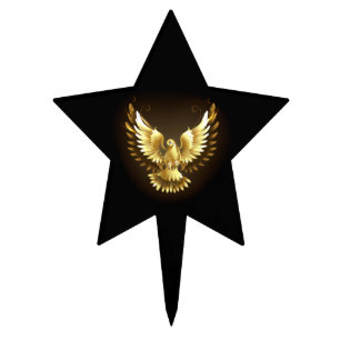 Faux Gold Foil Peace Dove on Black Cake Topper