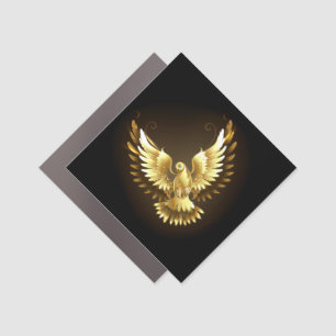 Faux Gold Foil Peace Dove on Black Car Magnet