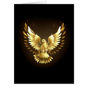 Faux Gold Foil Peace Dove on Black Card