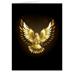 Faux Gold Foil Peace Dove on Black Card