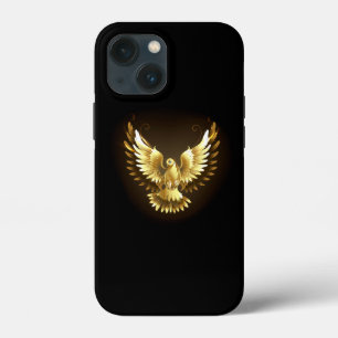Faux Gold Foil Peace Dove on Black iPhone 13 Mini Case