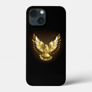 Faux Gold Foil Peace Dove on Black iPhone 13 Mini Case