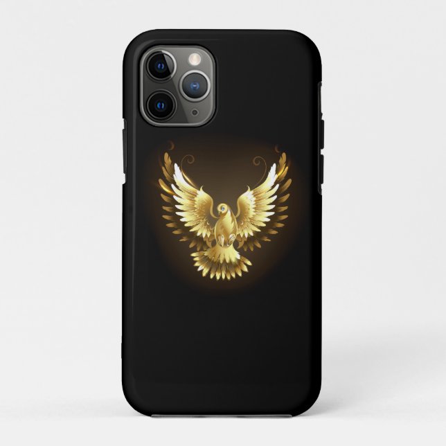 Faux Gold Foil Peace Dove on Black Case-Mate iPhone Case (Back)