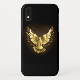 Faux Gold Foil Peace Dove on Black iPhone XR Case