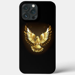 Faux Gold Foil Peace Dove on Black iPhone 13 Pro Max Case