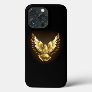 Faux Gold Foil Peace Dove on Black iPhone 13 Pro Case