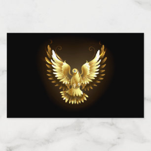 Faux Gold Foil Peace Dove on Black Envelope Liner