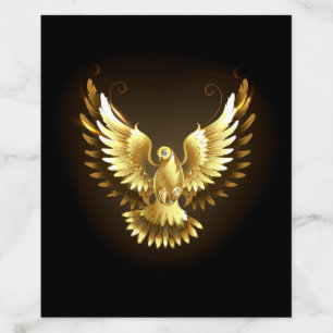 Faux Gold Foil Peace Dove on Black Envelope Liner