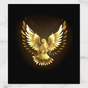Faux Gold Foil Peace Dove on Black Envelope Liner