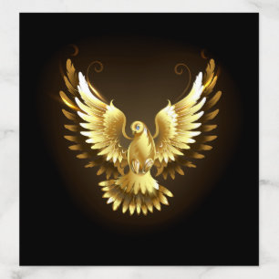 Faux Gold Foil Peace Dove on Black Envelope Liner
